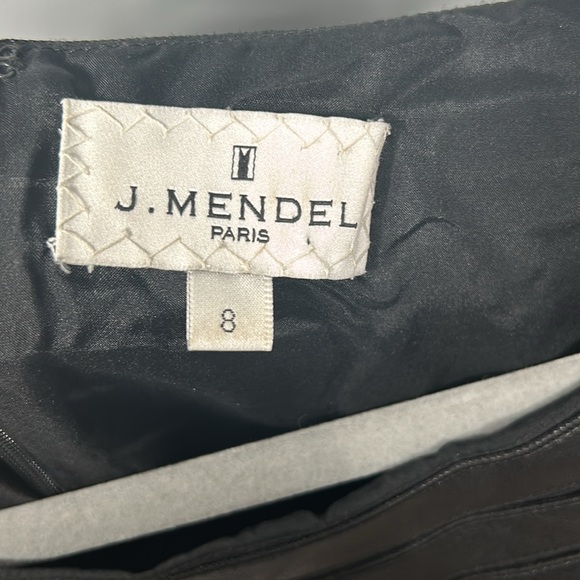 J. Mendel Black Faux Leather w/ Seamed Cut-outs SS Cropped Blouse/Top, Size US 8 - Picture 8 of 11